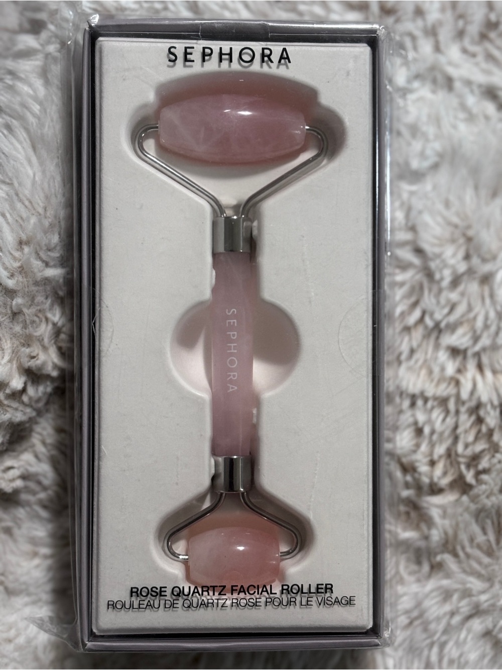 Sephora Collection Rose Quartz Facial Roller Double Ended NIB Sealed